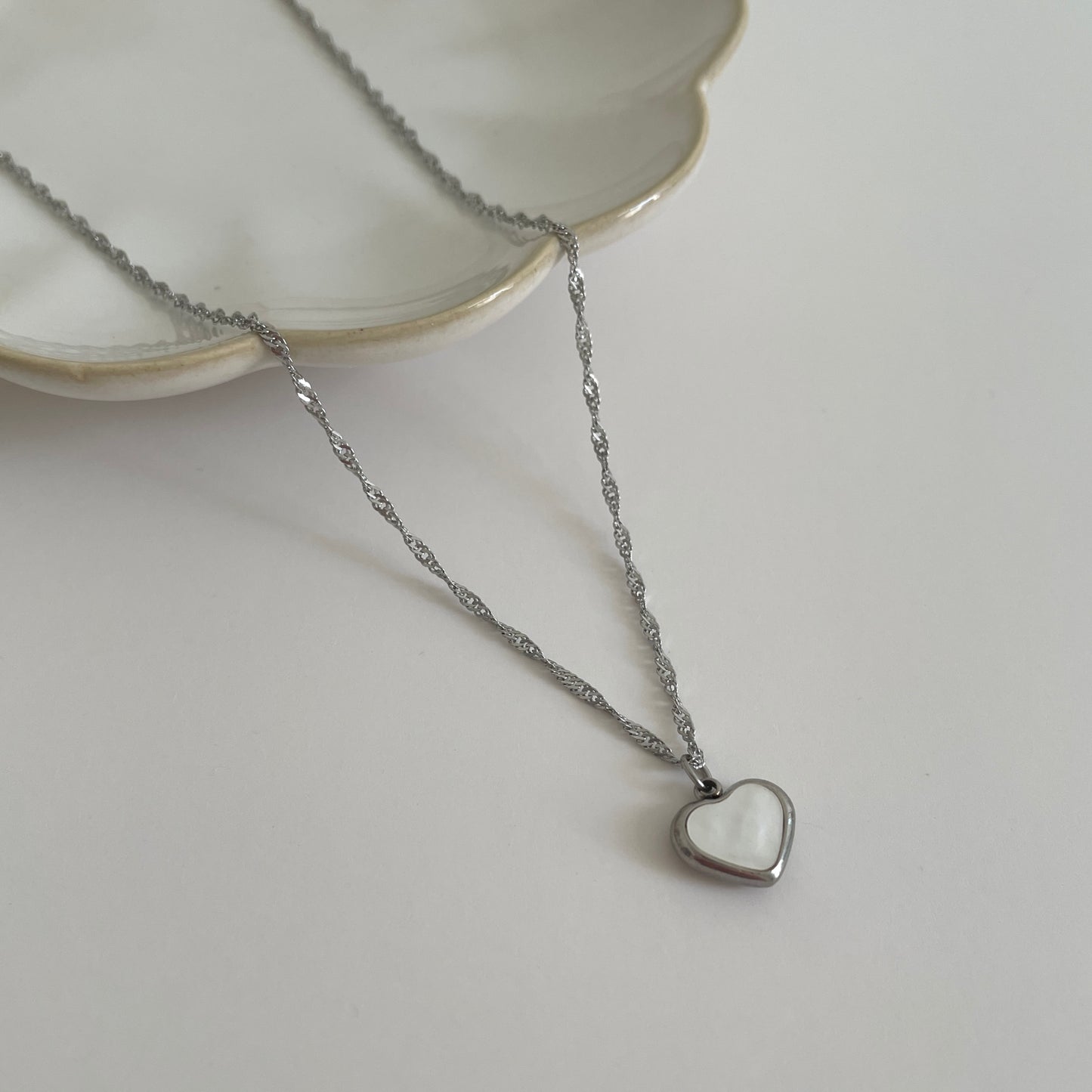 Coeur argent – nacre